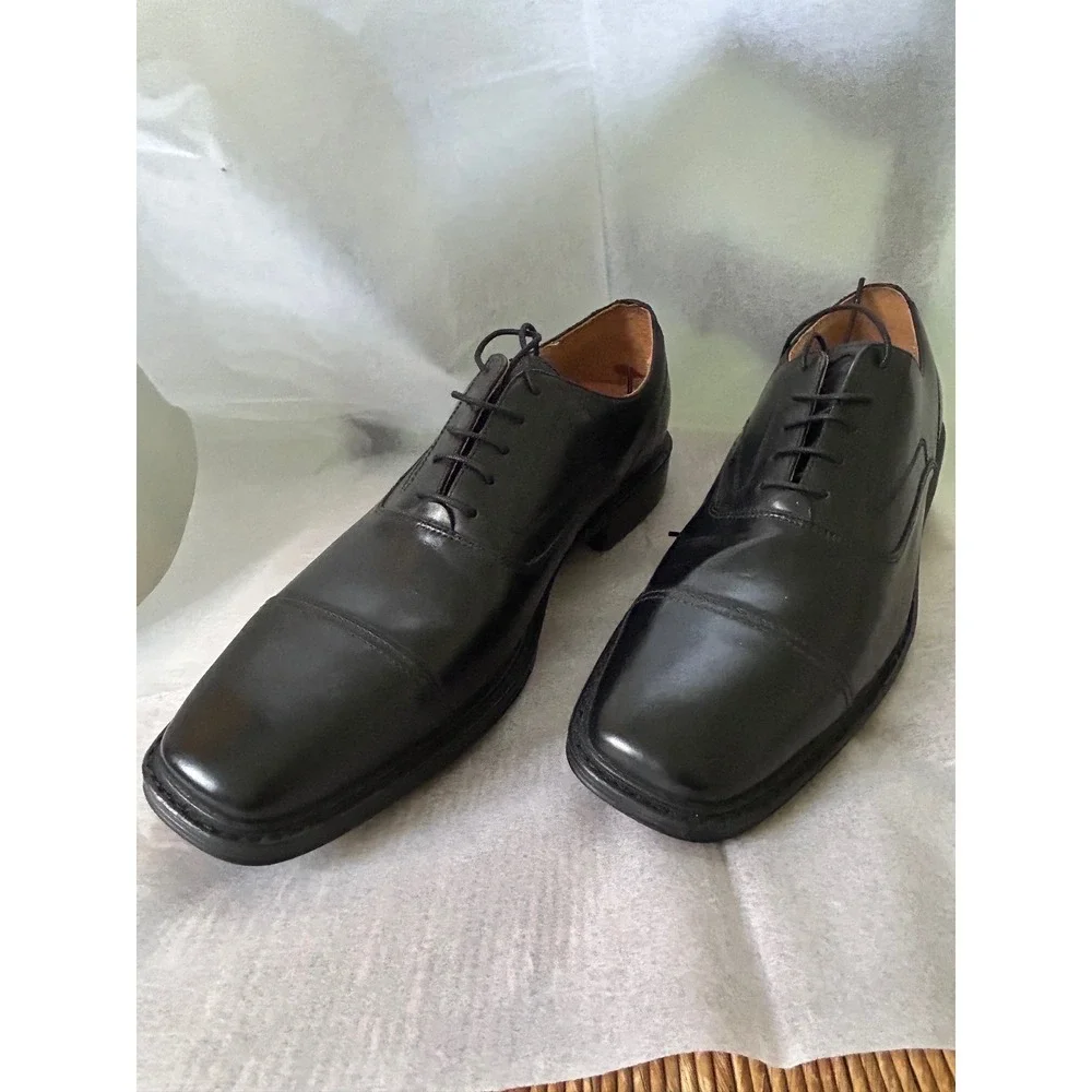 DRESSPORTS Engineered by Rockport Black Leather Square Toe Dress Shoes‎